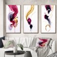 thumbnail image 1 of Designart "Fluidity Exquisite Magenta Ink Clouds V" Peinture Abstraite Encadrée Ensemble d'Art Mural de 3 - Cadre Moderne Doré Ensemble Mural pour Décoration Intérieure, 1 of 6