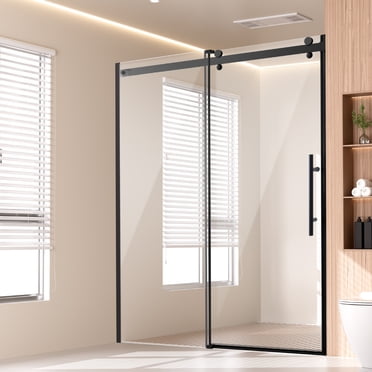 VEVOR Frameless Shower Door 58-59 x 75 in Clear Tempered Glass 5/16 in Matte Black