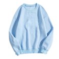 thumbnail image 1 of Rbaofujie Chandails d'Automne pour Femmes Chandail à Col Rond Uni Haut Mode Haut à Manches Longues Chandail Bleu Pâle Chandails à Capuchon pour Femmes, 1 of 2