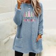 thumbnail image 1 of Qertyioot Chandails à Col Rond de Noël pour Femmes, Hauts Blouse à Manches Longues Chauds à Imprimé Ample avec Poche pour l'Hiver et le Rond, 1 of 4