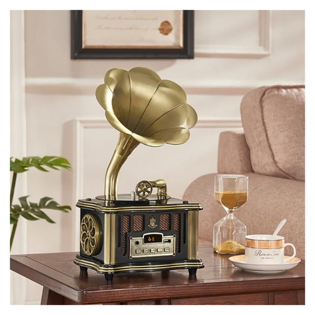 Gramophone Rétro Mini Ornements Anciens Tourne-Disque de Style Européen Tourne-Disque Vintage Mini Haut-Parleur