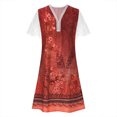thumbnail image 4 of Cameland Robe Ample pour Femme à Col en V, Mode Décontractée, Style Élégant, Chandail à Manches Courtes, Imprimé en Dentelle, 4 of 6