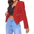 thumbnail image 2 of Women'S Short Blazer, Work/Casual Long Sleeve Front Opening Jacket with Pockets Red M, 2 of 8