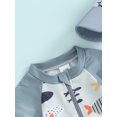 thumbnail image 2 of SUNSIOM Toddler Boys Rash Guard Swimwear Cartoon Fish Print Short Sleeve Swimsuits Front Zipper Bathing Suits with Swimming Hat, 2 of 9
