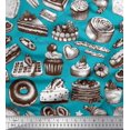 thumbnail image 1 of Soimoi Poly Georgette Fabric Cupcake,Donut & Cookies Food Print Fabric by Yard 52 Inch Wide, 1 of 3