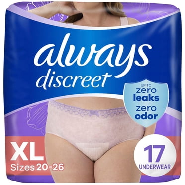 Culottes d’incontinence et de post-partum pour adultes Always Discreet, protègent jusqu’à 100% contre les fuites urinaires, pour femmes, taille TG, 17;culottes