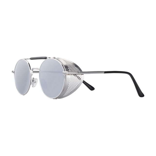 Lunettes de Soleil Rétro Rondes Steampunk Vintage Monture Métallique Lunettes Lunettes pour Hommes Lentille
