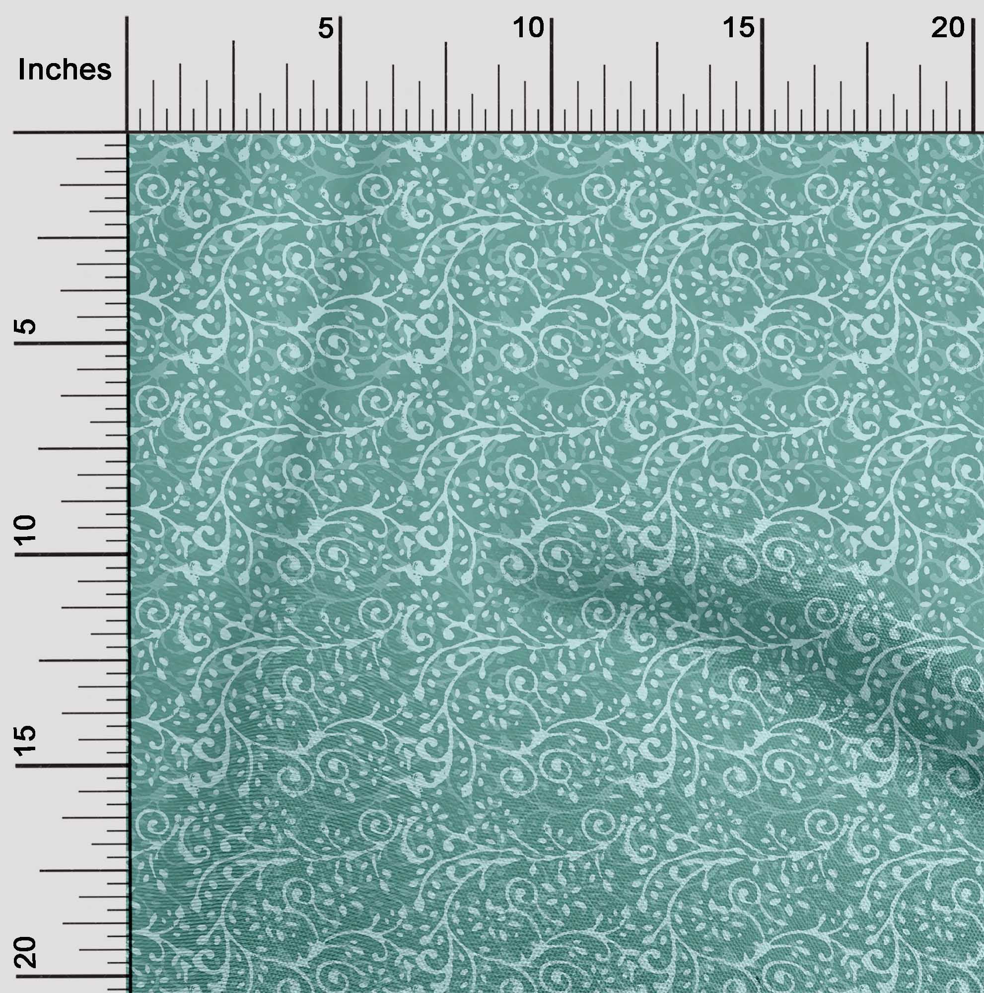 oneOone Viscose Chiffon Fabric Leaves & Floral Block Printed Fabric 1 Yard 42 Inch Wide
