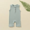 thumbnail image 2 of Barboteuses, Tout-Petits Bébés Filles Garçons Sans Manches Combinaison T-Shirt de Couleur Unie Barboteuse, 2 of 3
