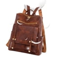 thumbnail image 1 of Becaristey Waterproof Womens Backpack With Stitched Texture PU Fabric For Fashionable Ladies And Has Strong Red, 1 of 6