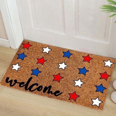 Tapis de Porte Extérieur pour Porte d'Entrée, Tapis de Porte d'Entrée Extérieur Lavable Été, Tapis de Bienvenue Jour de l'Indépendance, Tapis de Sol Antidérapant Vacances d'Été Drôle Nouveauté Tapis de Porte Intérieur Extérieur Décor