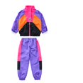 thumbnail image 4 of WEAIXIMIUNG Ensemble pour Bébé Unisexe Enfants Ensemble de Vêtements à Blocs de Couleur Survêtement Rétro de Rue Élégant Tenue Costume de Danse Hip-Hop 170, 4 of 6