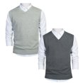 thumbnail image 1 of TOPTIE 2 Pack Window Clerk Sweater Vests For Men, Work Uniform Cotton V-Neck Sweater Vests-Charcoal Grey-L, 1 of 8