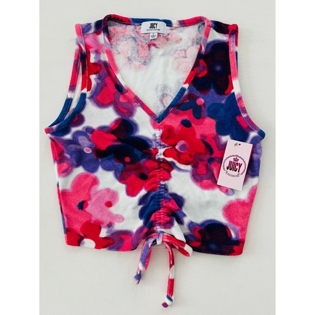 Juicy Couture Front Tie All Over Floral Terry Cloth Tank ( S )