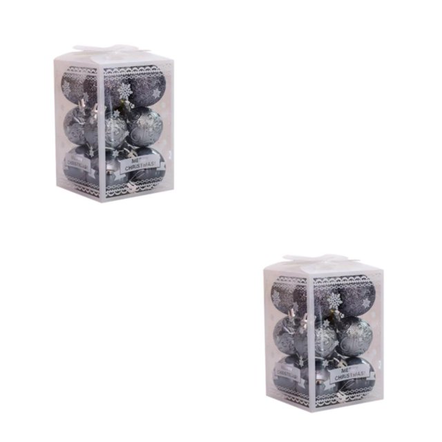 Decodeary 12piece Wedding New Year Navidad Pendant Ball Wide Application And Easy gray 2Set