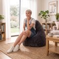 thumbnail image 2 of Gouchee Home Fluffy Charcoal Faux Fur Bean Bag Chair – Plush Lounge Seating with Polystyrene Bead Filling, Suitable for Adults and Teens, Lightweight & Portable for Bedroom, Dorm or Living Room, 2 of 10