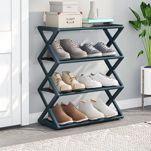 FcBaudy Shoe Rack, Shoe Rack Organizer Household X Type Shoe Rack Multifunctional Double Steel Tube Assembly Shoe Cabinet Dormitory Shelf p lastic shoe rack