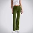 thumbnail image 3 of Lenpel Women's Flare Yoga Pants Drawstring Medium Rise Side Striped Bell Bottom Casual Pants Bootcut Workout Pants(Army Green,Small), 3 of 6