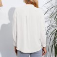 thumbnail image 4 of Yuyuzo Womens Shirts Long Sleeve Button down V Neck Solid Color Basic Fall Going out Tops for Women Blouse, 4 of 4