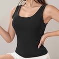 thumbnail image 4 of UANWENN Women's Plus Size Solid Ribbed U Neck Tank Top with Built In Pads for Summer Apricot Tops for Women 6x Top Bathing Suit Tops for Women plus Size Top Women Flower Top for Women Active Tops for, 4 of 9