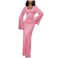 thumbnail image 1 of Birdeem Robe Jupe Longue à Manches Longues et Cheville pour Femmes, Couleur Unie, 1 of 1