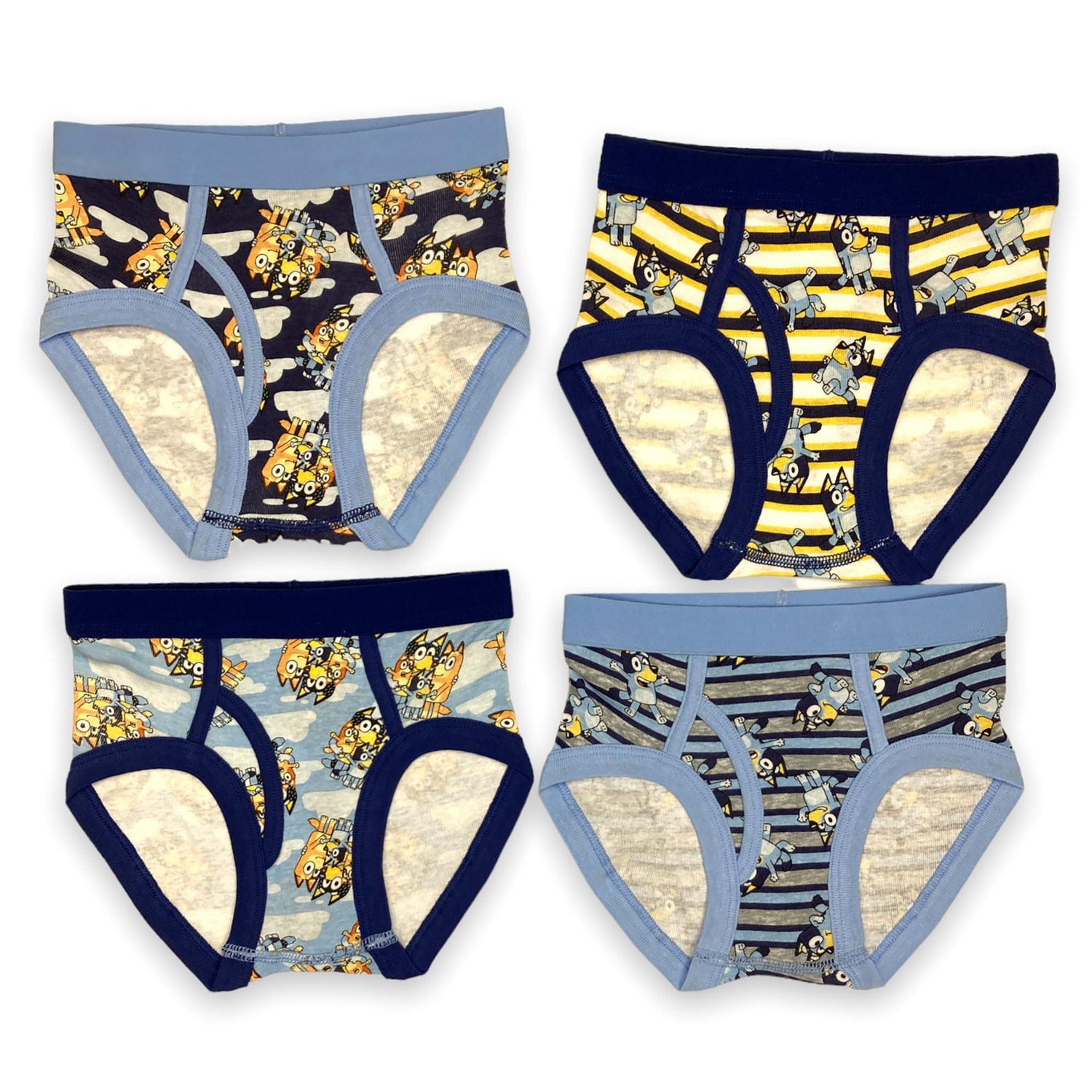 Bluey Toddler Boy's briefs. These boys underwear come a pack of 4 and have elastique band at the waist around leg