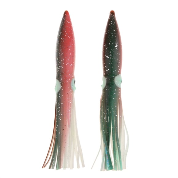 S SERENABLE 2pcs Trolling Fishing Lures Saltwater Squid Skirts Lures Baits For Tuna Marlin Red