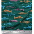 thumbnail image 1 of Soimoi Poly Georgette Fabric Bubbles & Fish Ocean Print Fabric by Yard 42 Inch Wide, 1 of 2