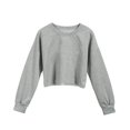 thumbnail image 1 of Mode Femmes Automne Shorts Crop Tops en Vrac Casual Couleur Unie à Manches Longues Col Rond Sous-Chemise Sport Pull, 1 of 6
