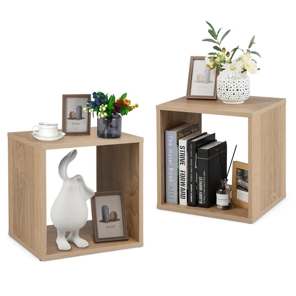 Giantex 2 Cube Bookshelf Organizer, Record Player Stand, Wood Bookshelf for Home Office
