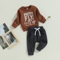 thumbnail image 4 of Fortune 0-3Y Baby Boys Fall Outfits Long Sleeve Letter Sweatshirt Drawstring Jogger Pants, 4 of 8