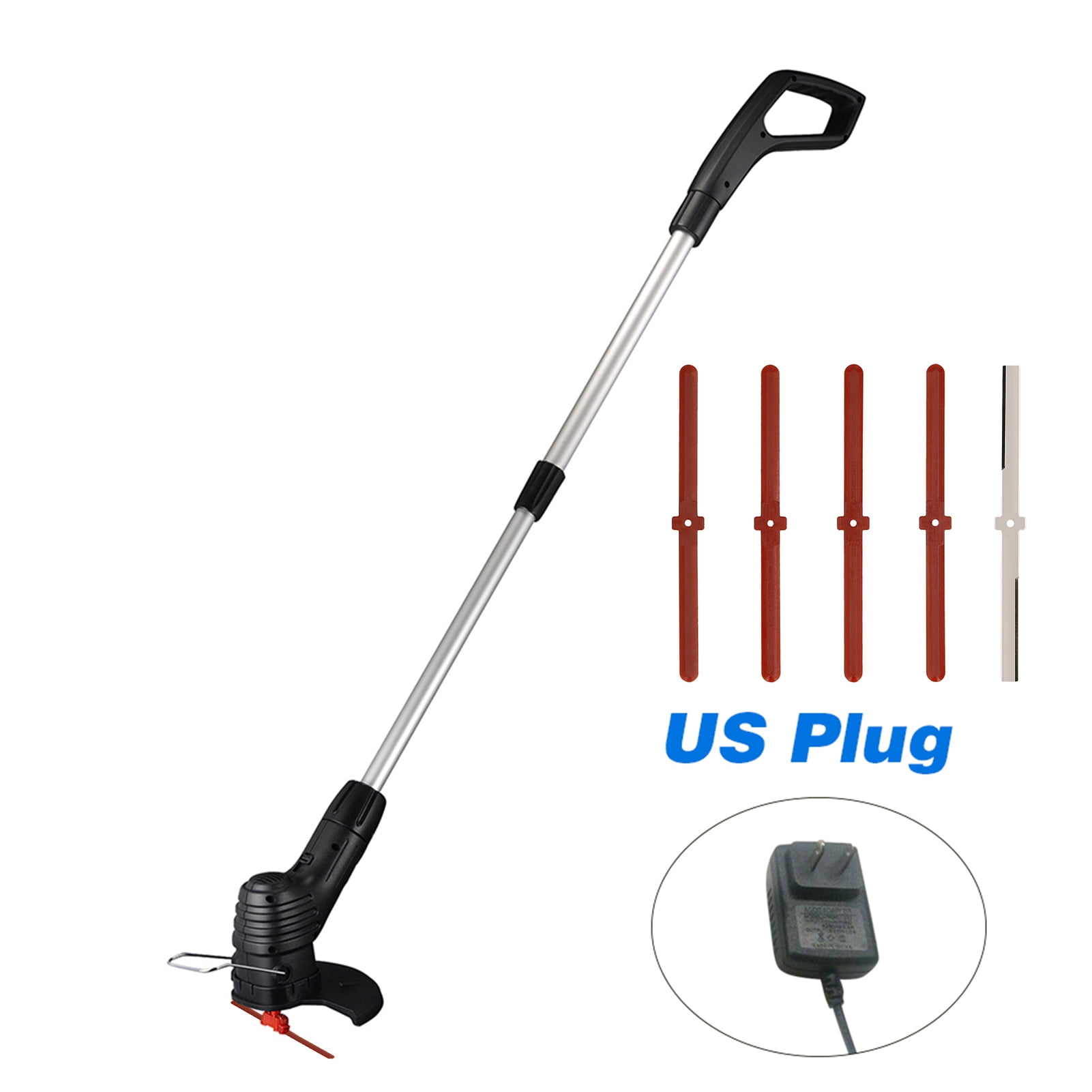 Mistaha Cordless Electric Lawn Mower Handheld Portable Lightweight Mowing Machine Trimmer Rechargeable Electric Mower Weed Eater with 4 Plastic Blades & 1 Stainless Steel Blade