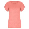 thumbnail image 3 of Birdeem Fashion Women Round Neck Short Sleeve Ruffle Solid T-Shirt Tops Summer Blouse, 3 of 9