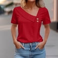 thumbnail image 2 of fheaev Eyelet Embroidery Tops For Women Tops Summer Spring Button V-Neck Tunic Tops Short Sleeve Business Blouses Shirts Casual Hollow Out Cute Tops, 2 of 5