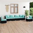 thumbnail image 1 of vidaXL 6 Piece Garden Lounge Set with Cushions Poly Rattan Black, 1 of 5