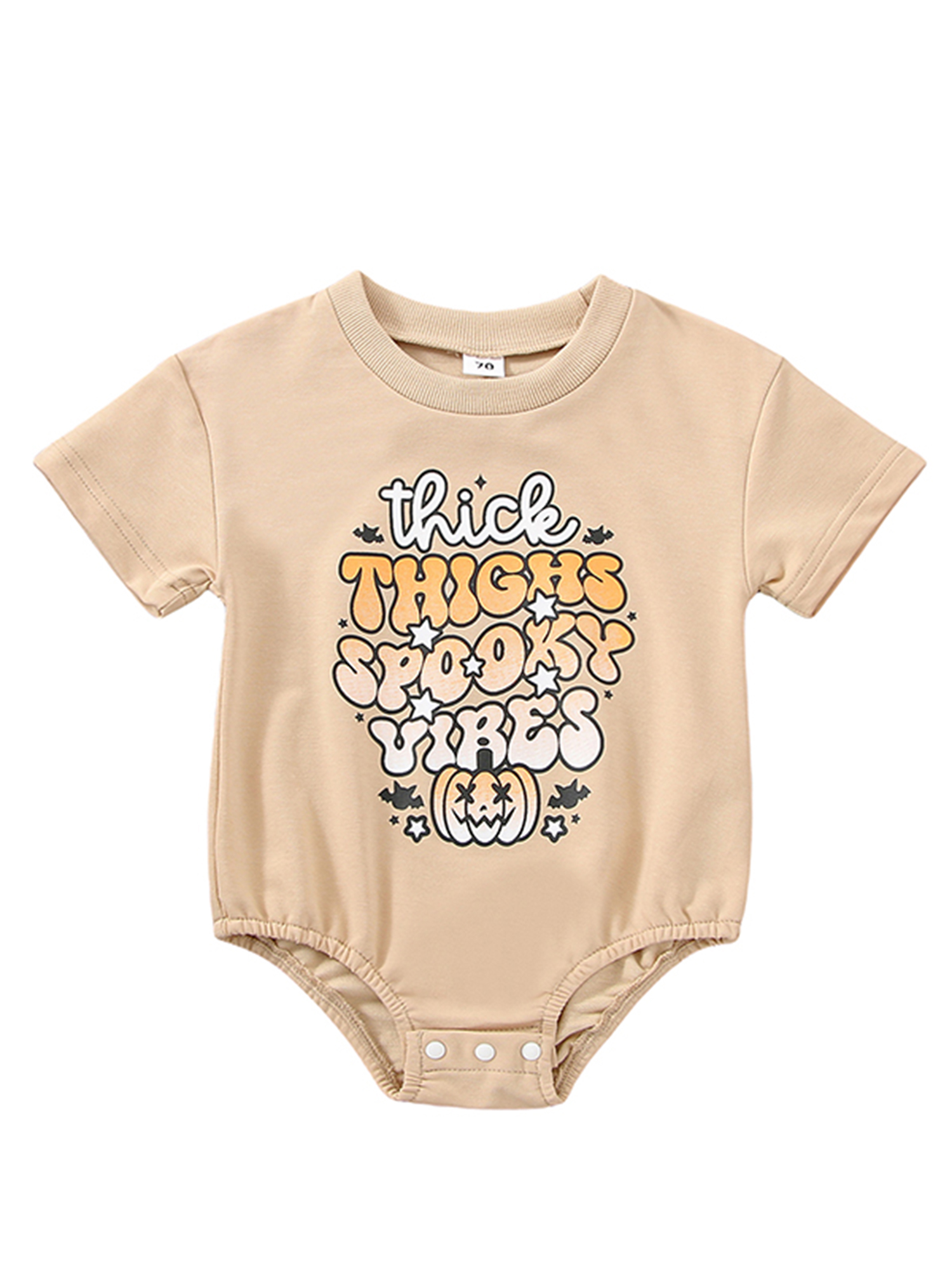 Faithtur Barboteuse pour Bébé Fille Garçon, Manches Courtes Col Rond Imprimé Lettres Citrouille Halloween Barboteuse Ample