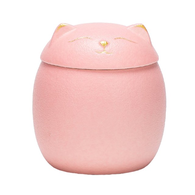 Transemion Portable Moisture-proof Ceramic Tea Jar Large Capacity And Cute Sturdy And Durable Ceramics Cat Form Ceramic Tea Jars pink 150ml 1Set