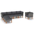 thumbnail image 1 of vidaXL 7 Piece Garden Lounge Set Poly Rattan and Eucalyptus Wood Grey, 1 of 5