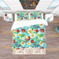 thumbnail image 3 of Designart 'Vivid Blue Floral Pattern' Bohemian & Eclectic Bedding Set - Duvet Cover & Shams, 3 of 4