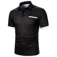 thumbnail image 4 of Birdeem Men Casual Button Short Sleeve Patchwork Turndown Pullover T-Shirt Tops, 4 of 9