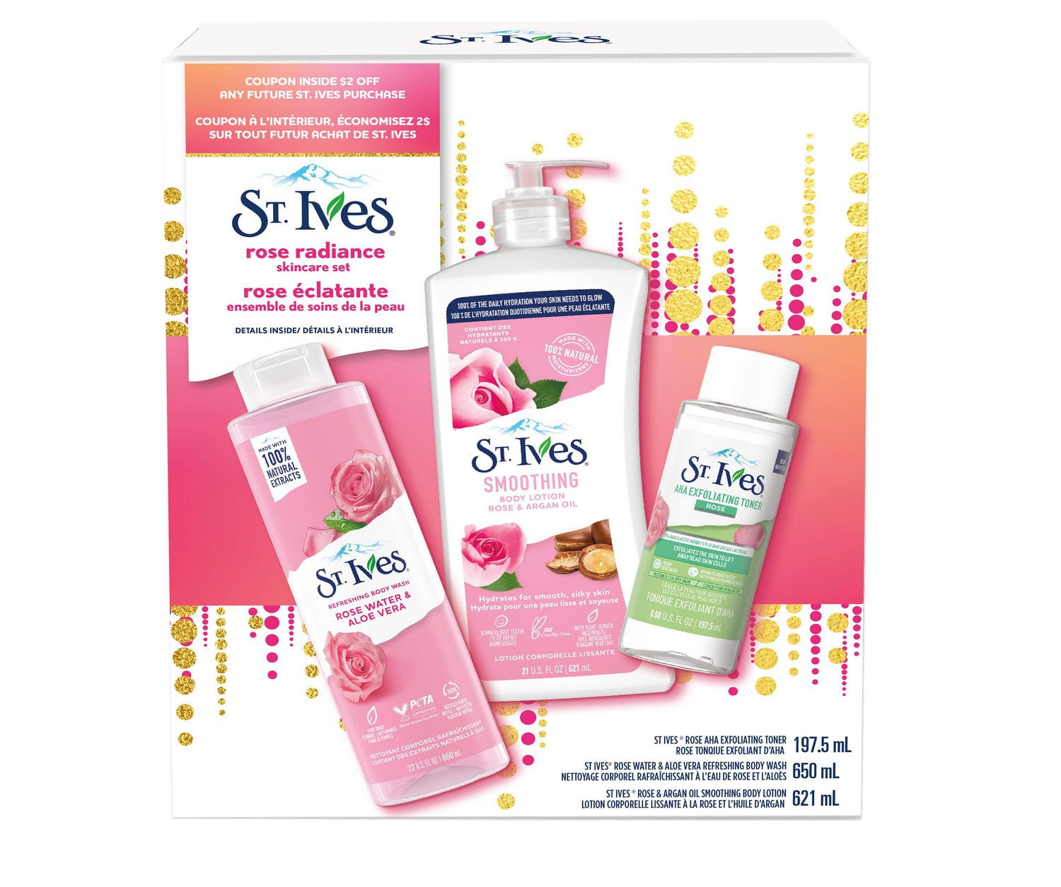 Rose éclatante ensemble de soins de la peau