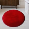 thumbnail image 3 of Round Solid Coral Velvet Memory Foam Carpets Area Rug Bedroom Doormat Floor Mat Mats, 3 of 4