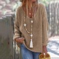 thumbnail image 2 of Hauts de Mode pour Femmes Mode pour Femmes Col en V Ample Chandail Uni Manches Longues Hauts, 2 of 8