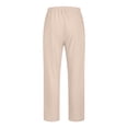 thumbnail image 4 of WRKEKC Casual Pants for Men Cotton Linen Drawstring Elastic Waist Linen Pants Solid Color for Comfort Wear, 4 of 5