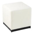 thumbnail image 1 of HomePop Pouf Moderne en Tissu Bouclé à Design Carré Cube, Blanc, 1 of 8