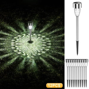 Aidoshy Éclairage solaire extérieur, acier inoxydable LED Éclairage Solar Powered Outdoor Lights Solar Garden Lights For Walkway, Patio, Yard - 12 Pack,Solar Street Lights Outdoor