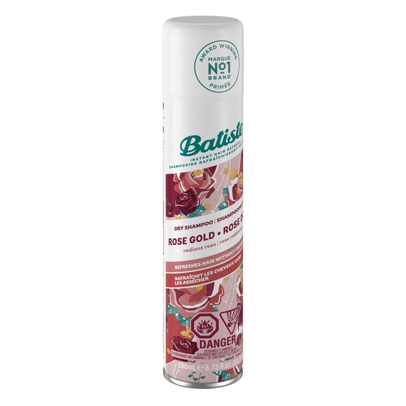 Batiste Shampooing Sec en Vaporisateur, Parfum Rose Doré, 200-ml, Laisse les Cheveux Qui Sentent Bon, Rafraîchit Instantanément les Cheveux et Absorbe l'Huile entre les Lavages