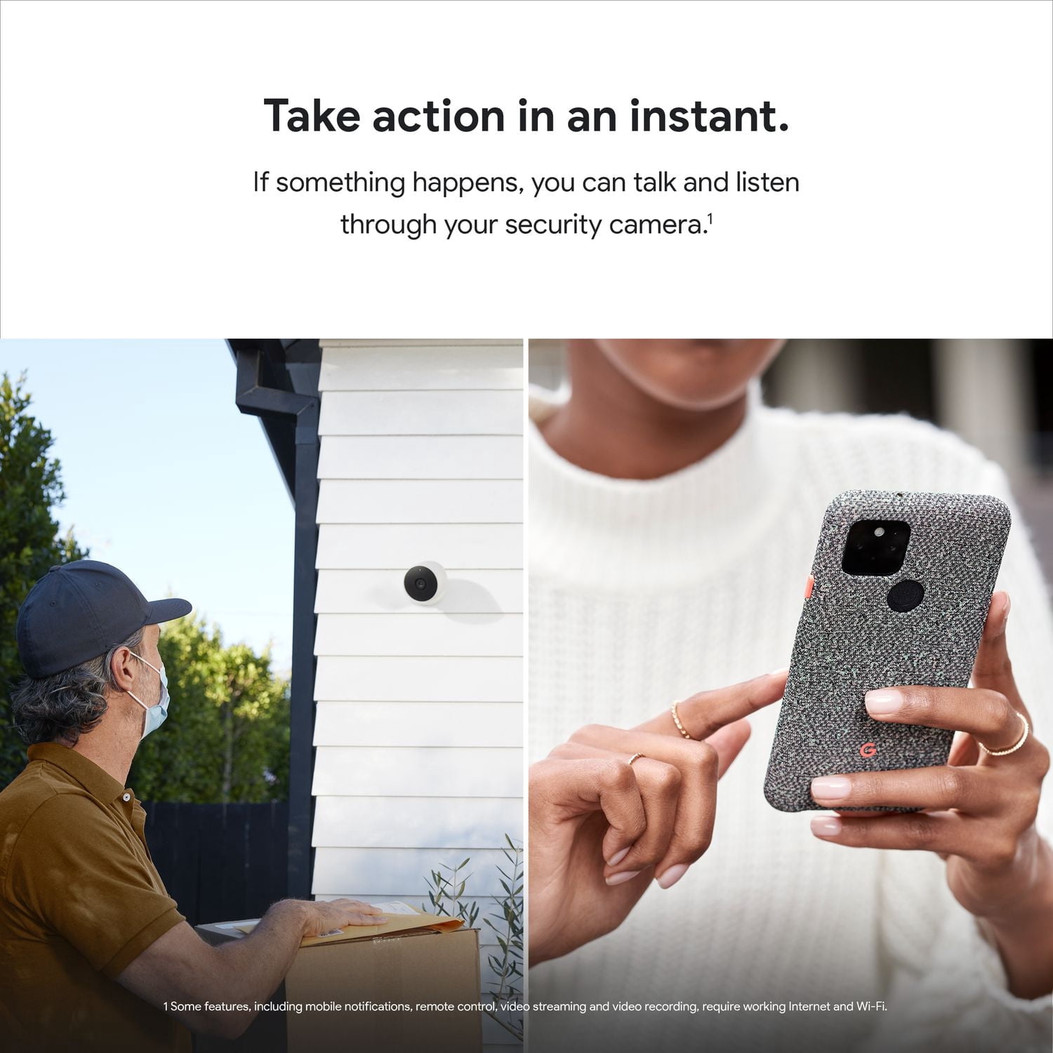 Caméra Google Nest intérieure (filaire, 3e génération) – Vidéo 2K et Gemini – Neige