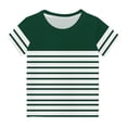 thumbnail image 2 of Zwiiyzr T-Shirt Rayé 2025 pour Enfants Col Rond Manches Courtes pour Garçons Filles Vert-4-5 Ans, 2 of 6