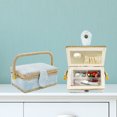 thumbnail image 3 of 1pc Sewing Package Wooden Beginner Sew Removable Tray Pincushion For Craft Mending Storage Package Thread Portable Fabric Wooden Storage Home Desktop Makeup Bag Retro Package, 3 of 3